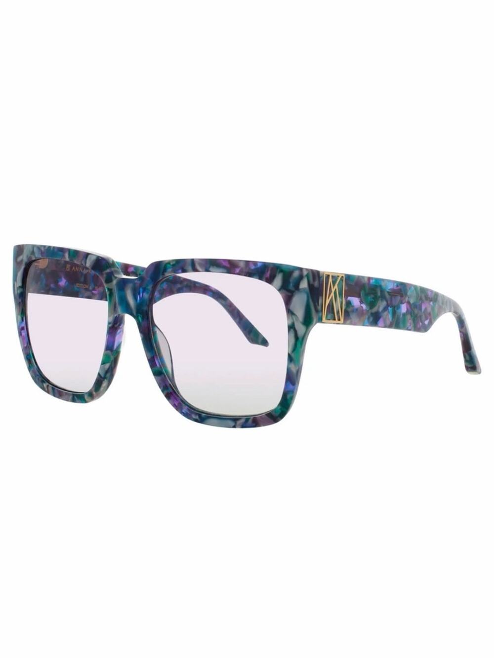 New Anna Karin Karlsson Coco Stories Winter Square Sunglasses Blue-Purple Marble